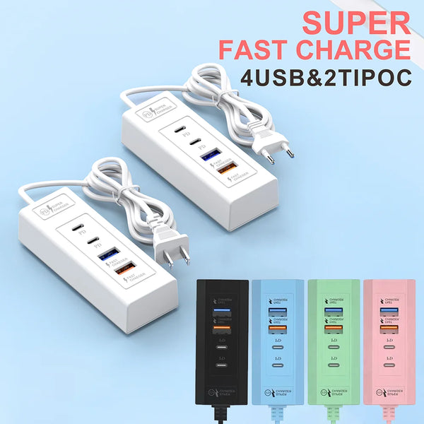 Multiport USB Charger 15W PD Type C Fast Charge Quick Wall Chargers USB Hub Adapter Mobile Phone EU US Plug USB Type C Charger