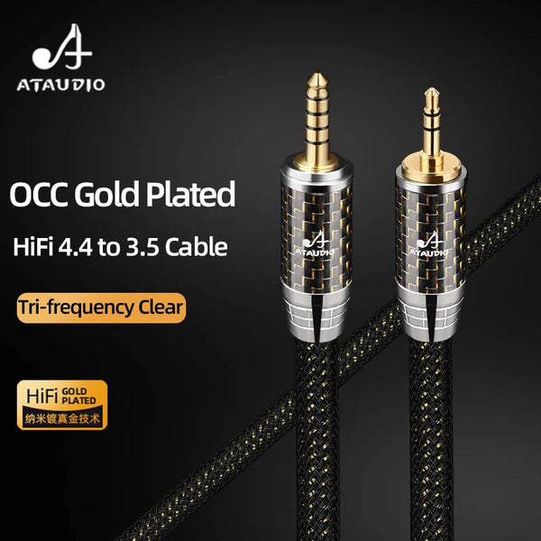 ATAUDIO HiFi 4.4 to 3.5 AUX Cable High Quality OCC Gold-plated 4.4mm to 3.5mm Double Shielding Audio Cable for Headphones Player
