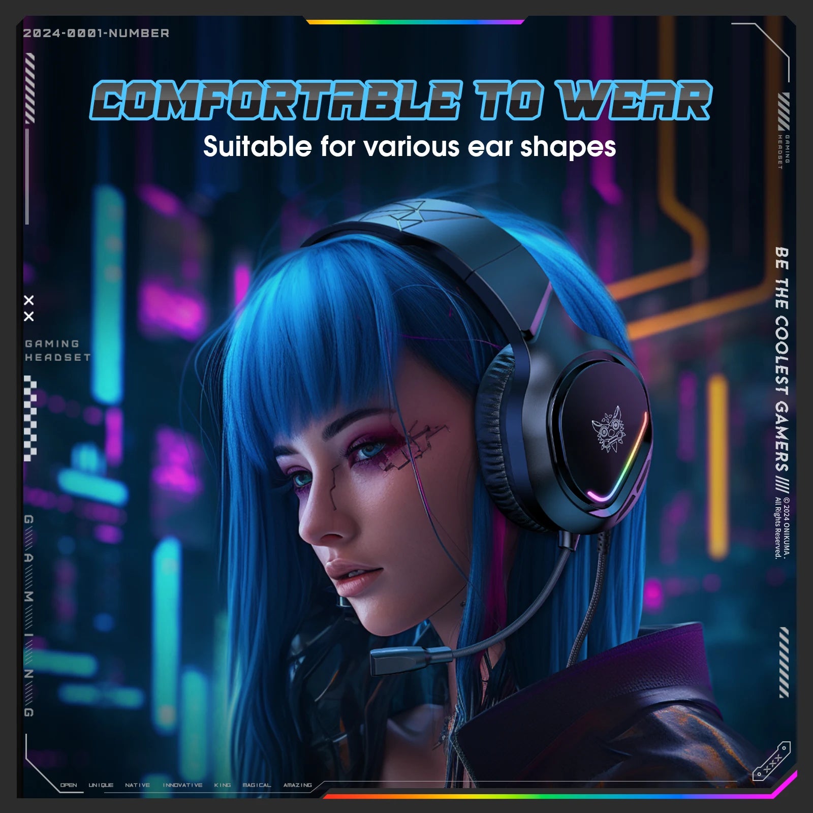 ONIKUMA Gaming Headset, Surround Sound Gaming Headset with Noise Cancelling Microphone, RGB Lights and Soft Memory Earcups