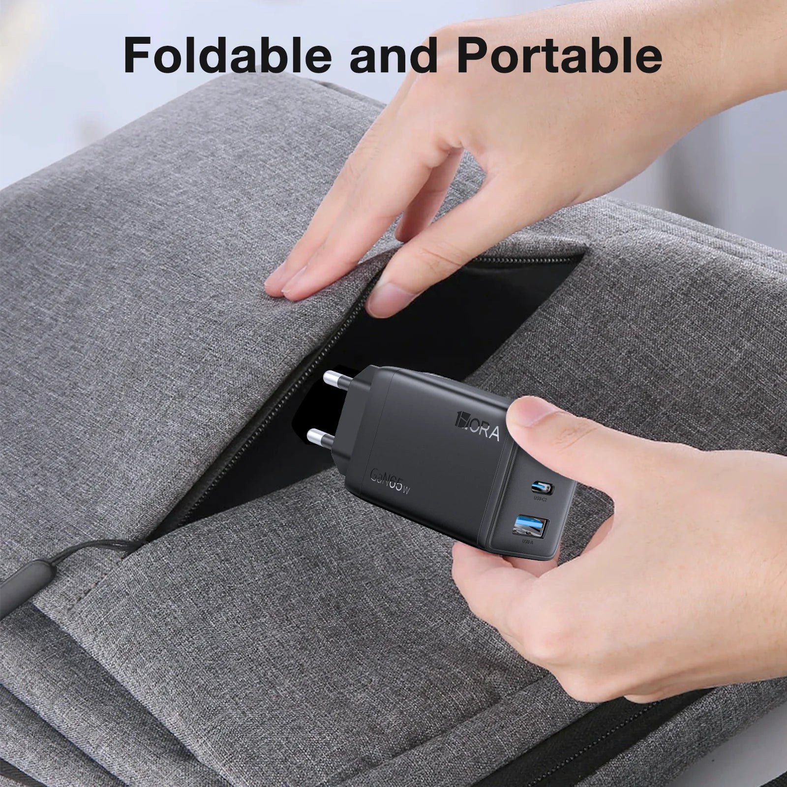 1HORA 65W Fast Wall Charger with 2 meters data cable set fast charging GaN technology efficient and fast heat dissipation