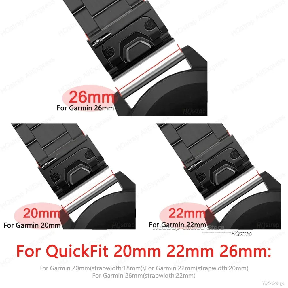 1 Pair Black Stainless Steel Connector for Garmin 26mm 22mm 20mm Smart Watches Accessories Watchband Adapter