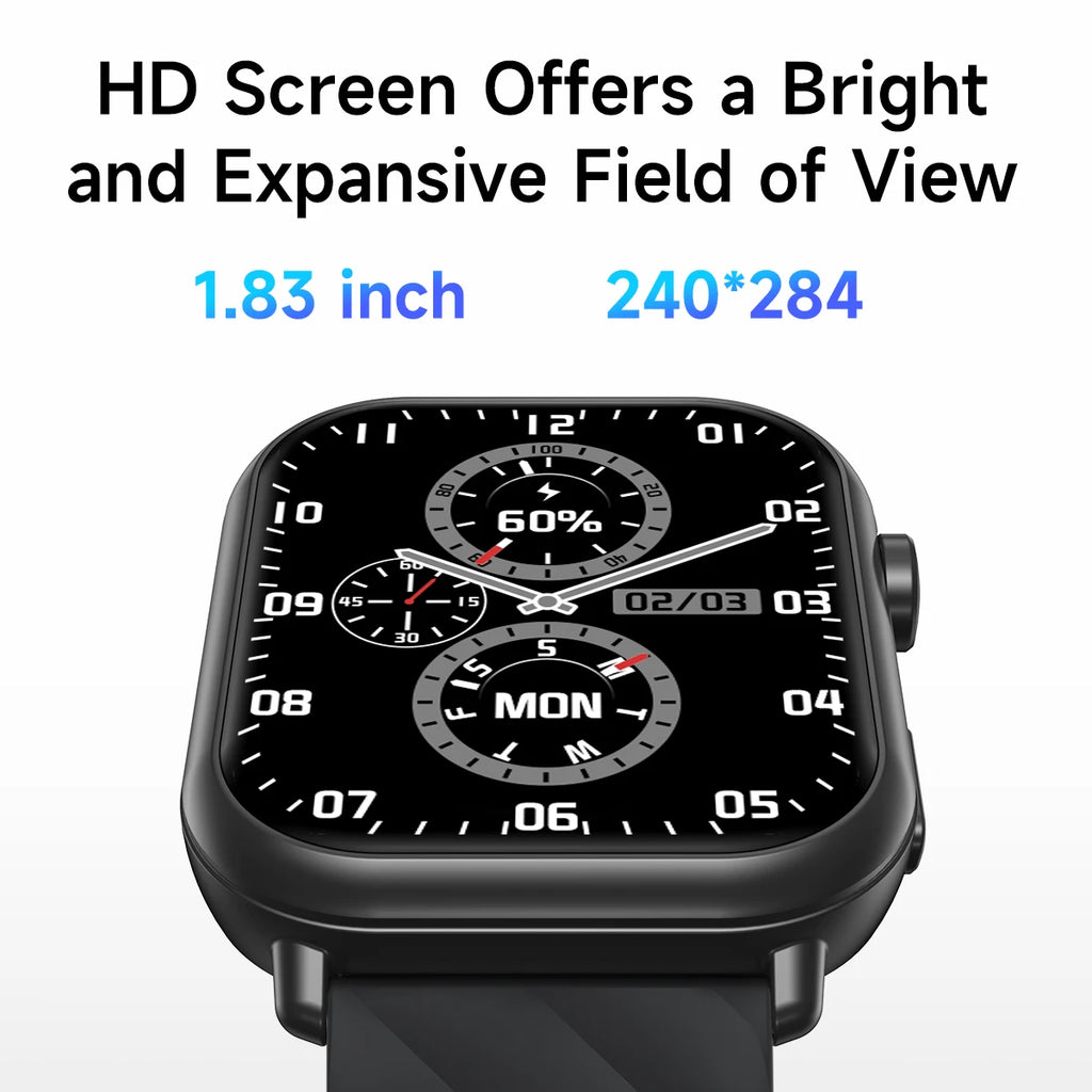 New Smart Watch 2025 1000mAh Large Battery Capacity 1.83-inch Screen Bluetooth Calling 100+ Sport Modes Men Women Watches Gifts