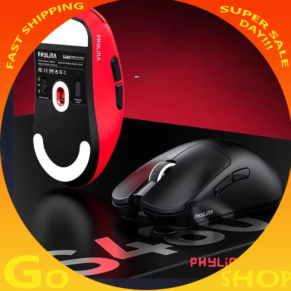 New PHYLINA S480 Esports Mouse wireless 8K PAW3950 PAW3395 Lightweight Gaming Mouse Customise Computer Office Accessories Gifts