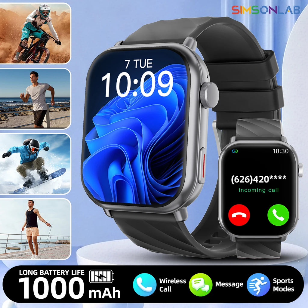 New Smart Watch 2025 1000mAh Large Battery Capacity 1.83-inch Screen Bluetooth Calling 100+ Sport Modes Men Women Watches Gifts