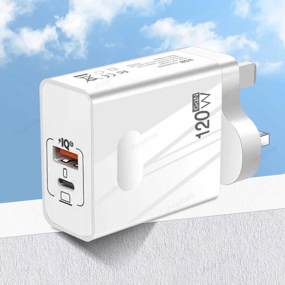 120W GaN Charger PD USB C Charger Fast Charging Adapter For Huawei Samsung Xiaomi iphone Mobile Phone Quick Charge Wall Chargers