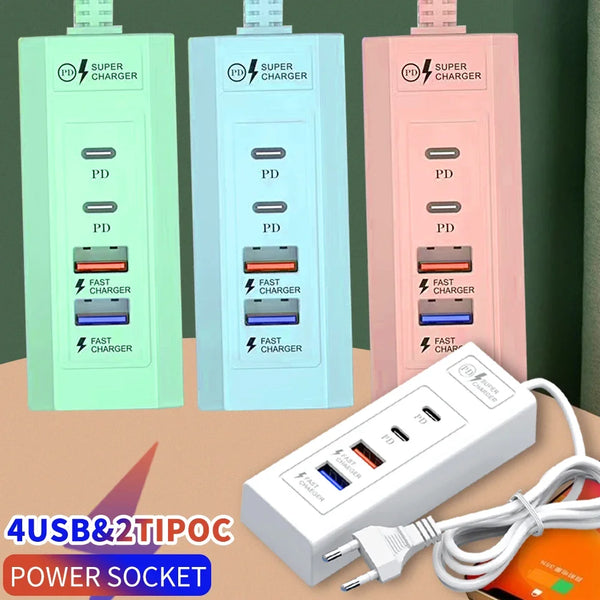 Multiport USB Charger 15W PD Type C Fast Charge Quick Wall Chargers USB Hub Adapter Mobile Phone EU US Plug USB Type C Charger