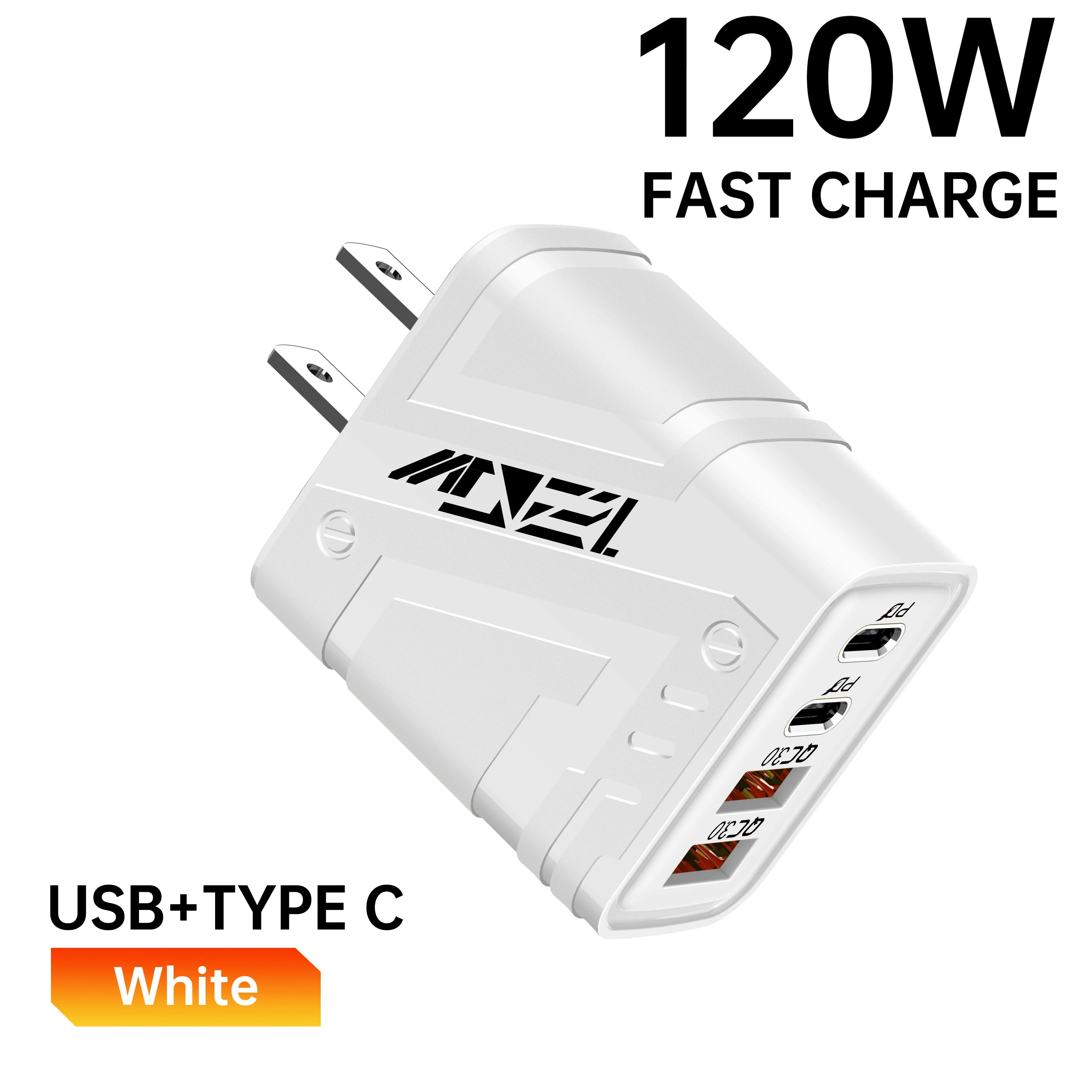 120W Fast Charging Phone Charger 4 in 1 Multi Ports USB Type C Chargers PD Mobile Phone Power Adapter For iPhone Xiaomi Huawei