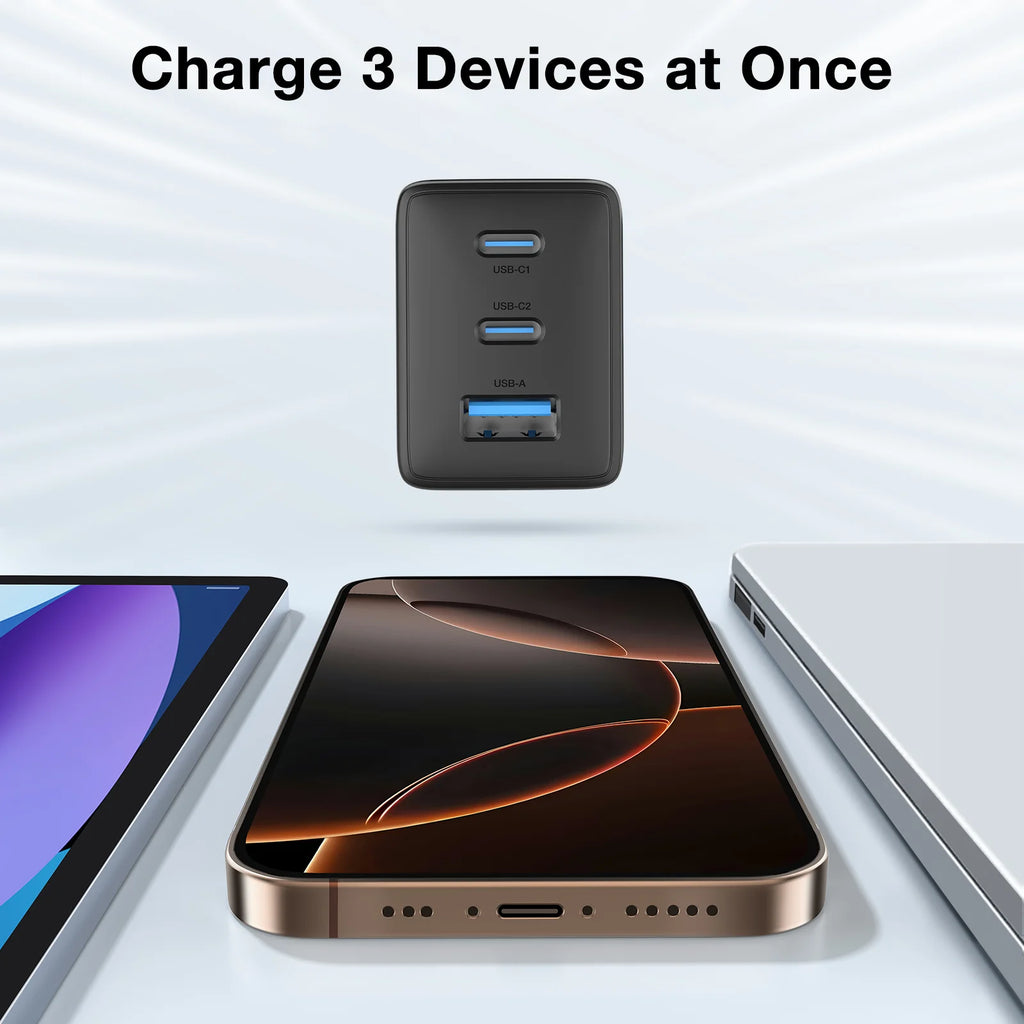 1HORA 65W Fast Wall Charger with 2 meters data cable set fast charging GaN technology efficient and fast heat dissipation