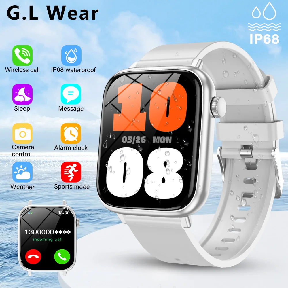 2025 New Smart Watch Women 1.85 inch Screen Customized Dial IP68 Waterproof Smart Watch Men Bluetooth Talk Fashion Bracelet