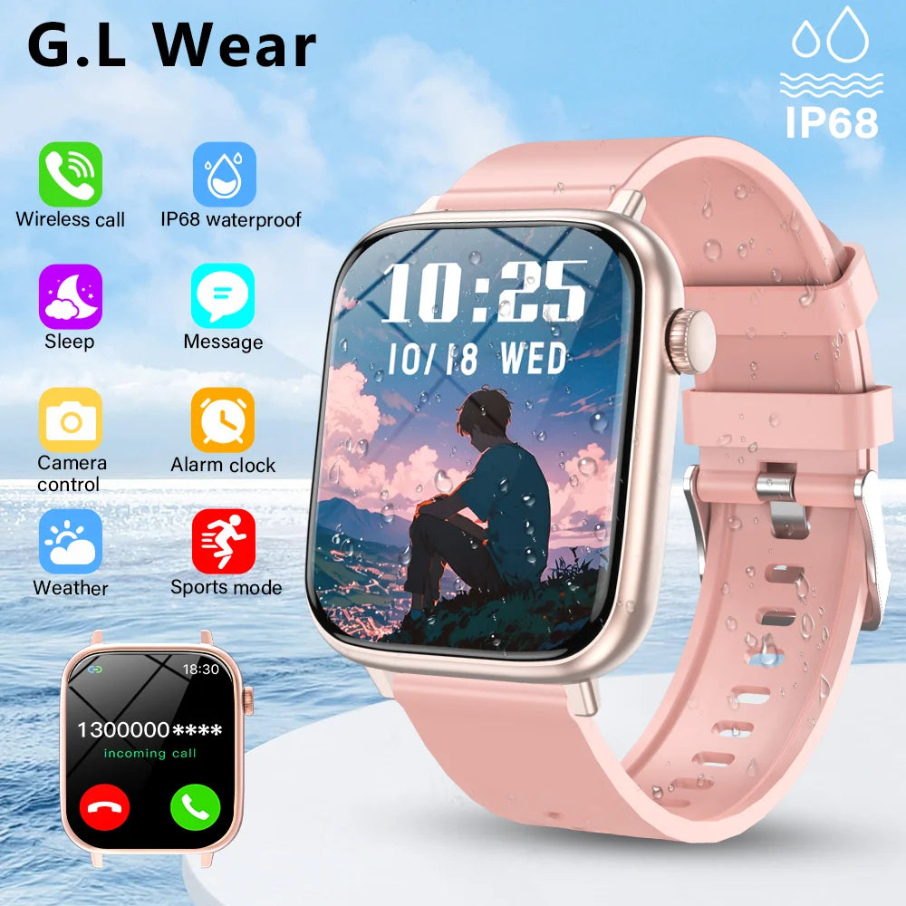 2025 New Smart Watch Women 1.85 inch Screen Customized Dial IP68 Waterproof Smart Watch Men Bluetooth Talk Fashion Bracelet