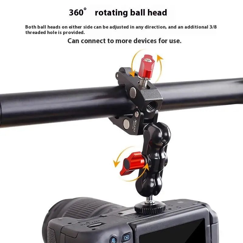 1 Set Photography Accessories Camera Metal Super Clamp With Double Ball Head Magic Arm For  Monitor Light Mic Phone Mount