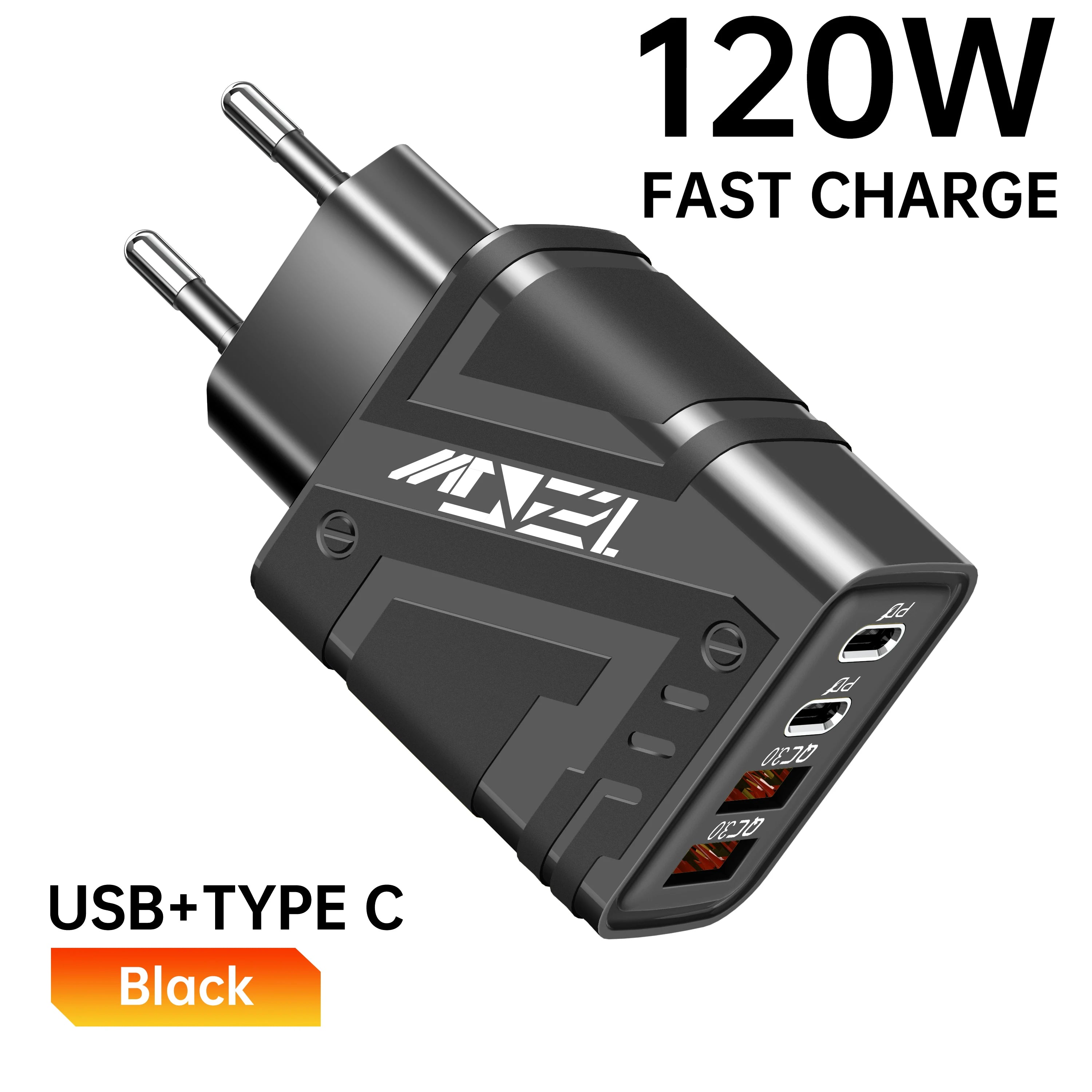 120W Fast Charging Phone Charger 4 in 1 Multi Ports USB Type C Chargers PD Mobile Phone Power Adapter For iPhone Xiaomi Huawei