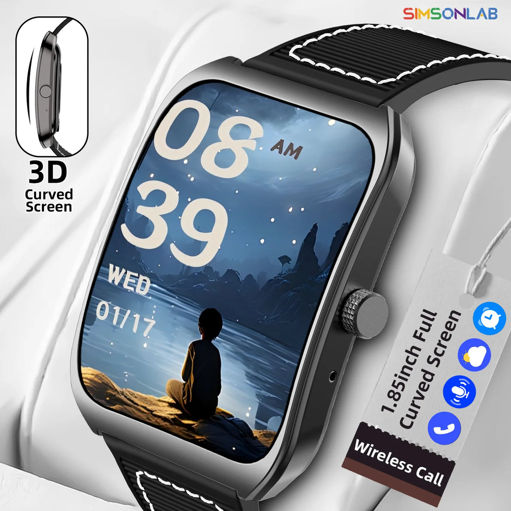 2025 NEW Smart Watch 1.85''Curved Screen BT5.4 Wireless Call Music Control Heart Rate/Sleep Monitoring  Remote Camera for Men