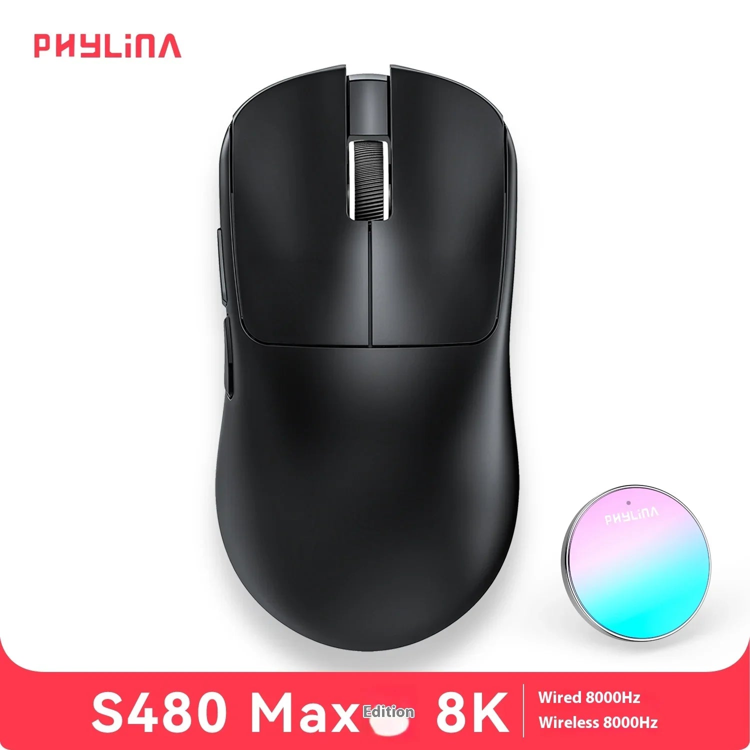 New PHYLINA S480 Esports Mouse wireless 8K PAW3950 PAW3395 Lightweight Gaming Mouse Customise Computer Office Accessories Gifts
