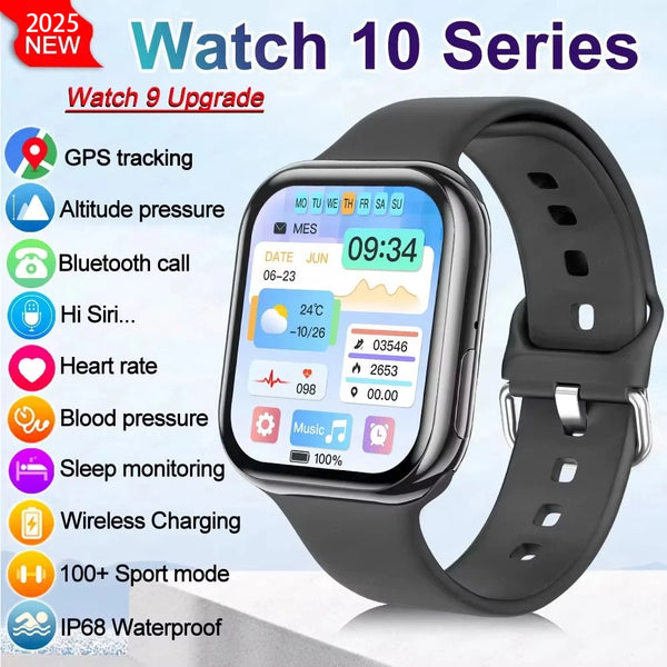 2025 New for Watch 10 Smart Watch Men HD AMOLED Music 3D Surround Health monitoring Bluetooth Call Waterproof Woman smart watchs